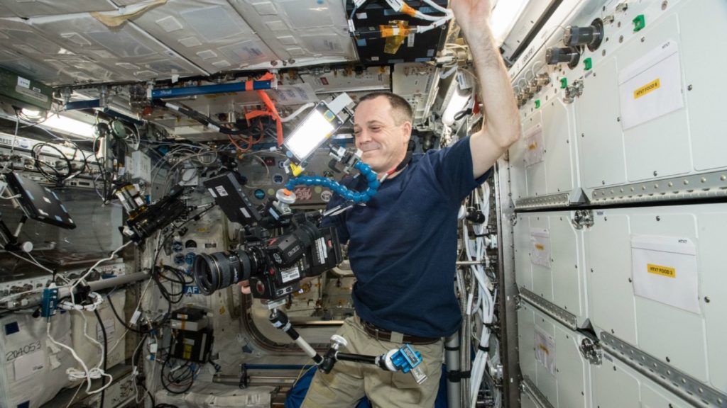 NASA astronaut is filming with a Helium 8K