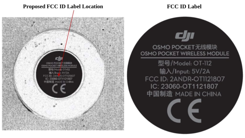 FCC label OSMO POCKET WIRELESS MODULE 