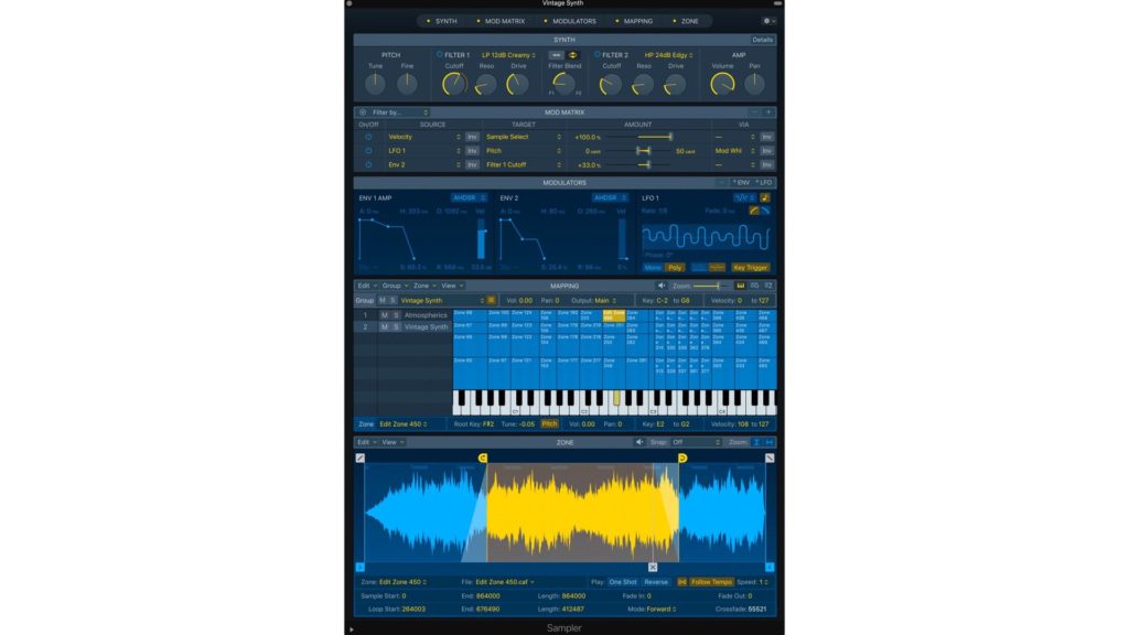 Logic Pro X 10.5: Sampler is a powerful professional multisampler that enables sound designers to create sophisticated instruments in minutes. Picture: Apple