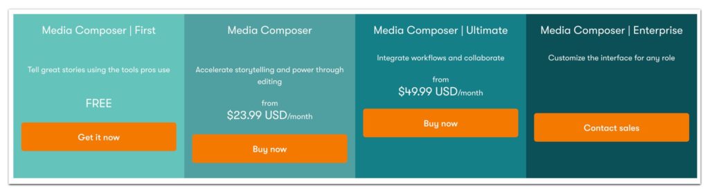 Avid Media Composer “First” compared to other versions
