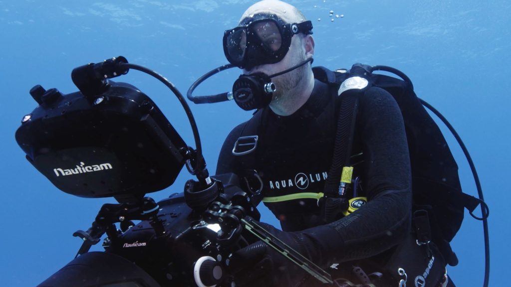 Underwater cinematography. Picture of cinematographer David Diley