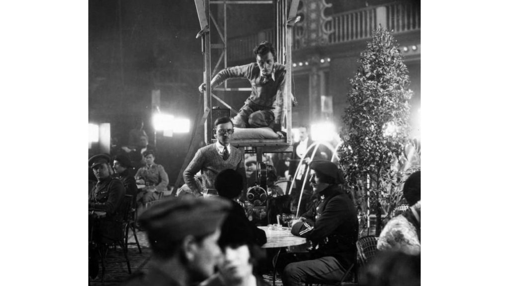 Wings (1927) BTS: The Eyemo camera rigged to an overhead crane. Credit: Unknown