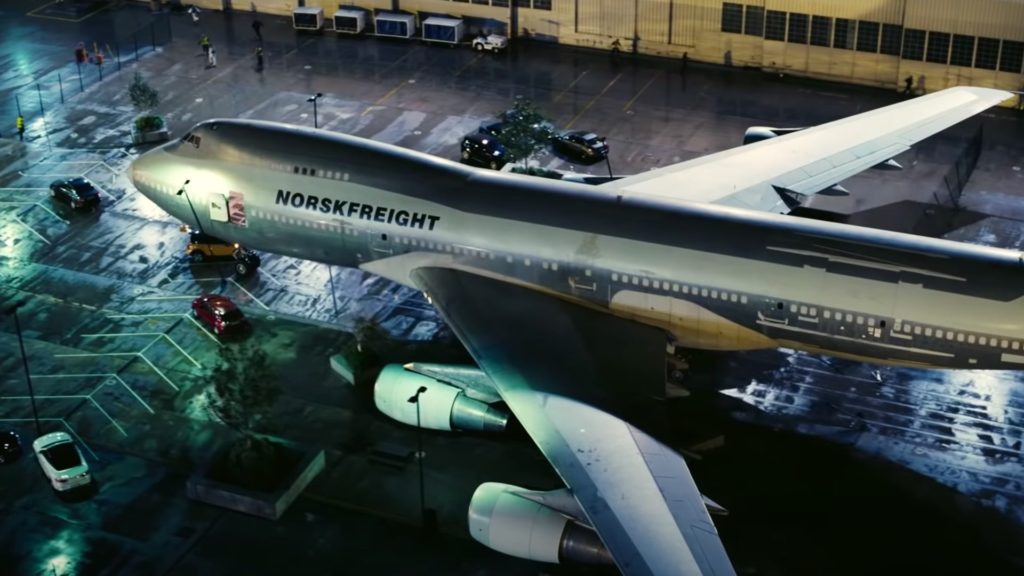 Tenet: The Boeing 747 scene: A real 747 into a real hangar. No CGI
