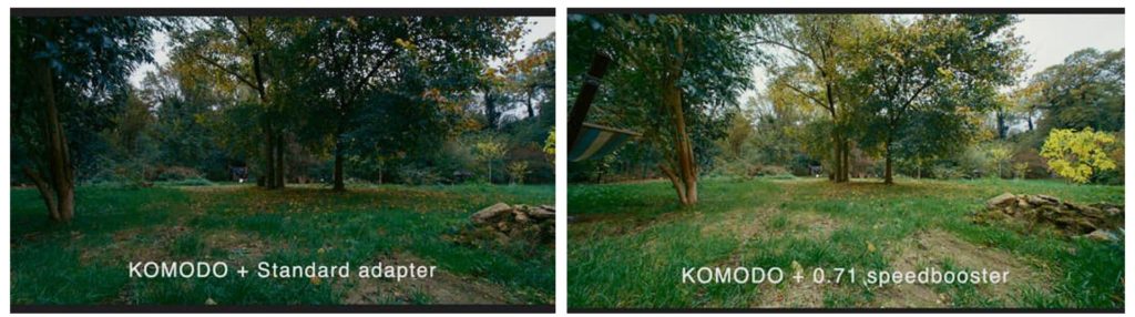 Canon EF-EOS R 0.71x on the RED Komodo: FOV comparison. Pic: Max Bst