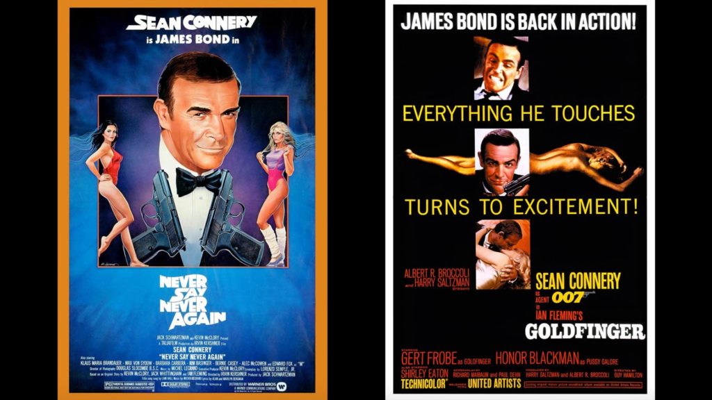 Goldfinger (1964) and Never Say Never Again (1983) posters