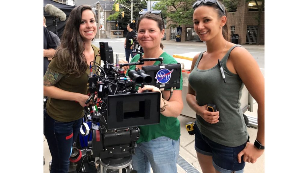 Female A camera team - Workin’ Moms S2 - 2017: Justine Goodchild, 2nd AC, Lainie Knox, OP and Amanda Wojtaszek, 1st AC
