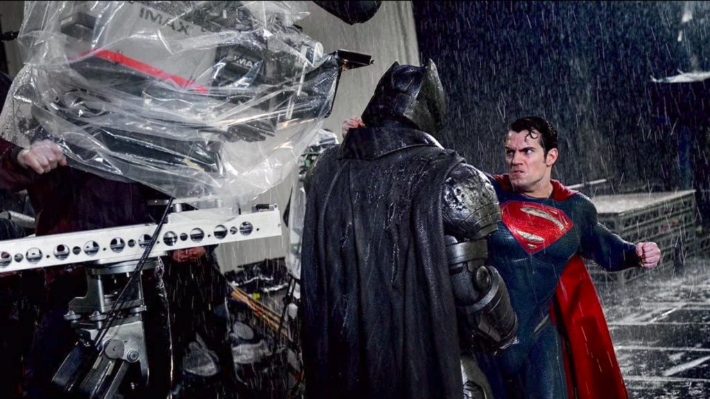 IMAX on set: Ben Affleck and Henry Cavill in Batman v Superman: Dawn of Justice (2016). Photo by Clay Enosֿ