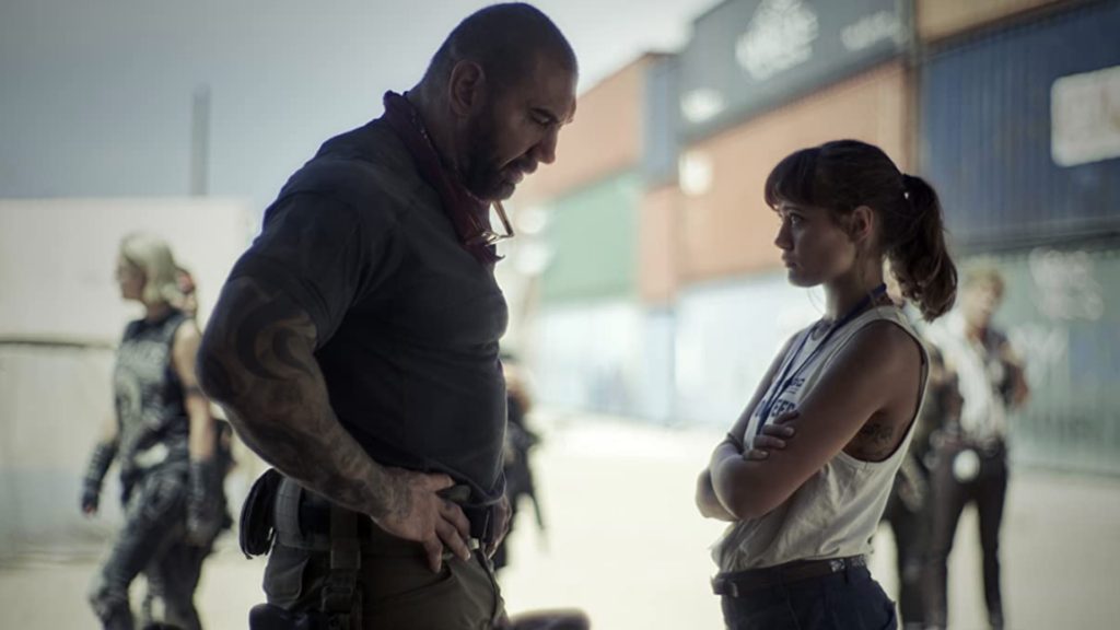 Dave Bautista and Ella Purnell in Army of the Dead (2021). Photo by Clay Enos/Netflix