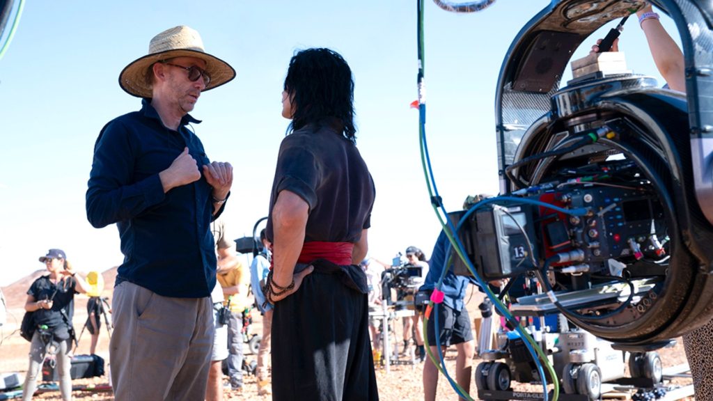 Director Simon McQuoid and Ludi Lin on the set of Mortal Kombat. Pictures: Mark Rogers