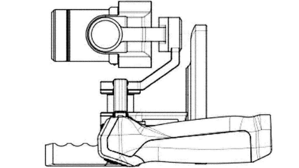 FIG. 3 is a diagram illustrating an example of a side view of the camera system in a fixed mode according to an embodiment of the present disclosure. (From DJI patent application)