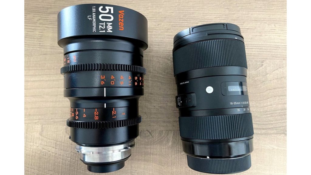 The Vazen 50mm T2.1 1.8X Anamorphic compared to the Sigma 18-35. Picture: Peter ChØi from Vazen (VZ) 1.8X Anamorphic Prime User Group