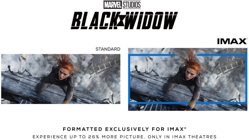 IMAX aspect ratio vs regular screening of Black Widow