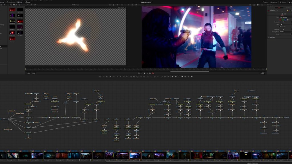 Cyberpunk 2077 Fan Film: Phoenix Program – Post-production. Fusion (VFX) on DaVinci Resolve. Picture: Vi-Dan Tran