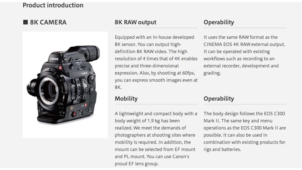 Canon Cinema EOS 8K specs
