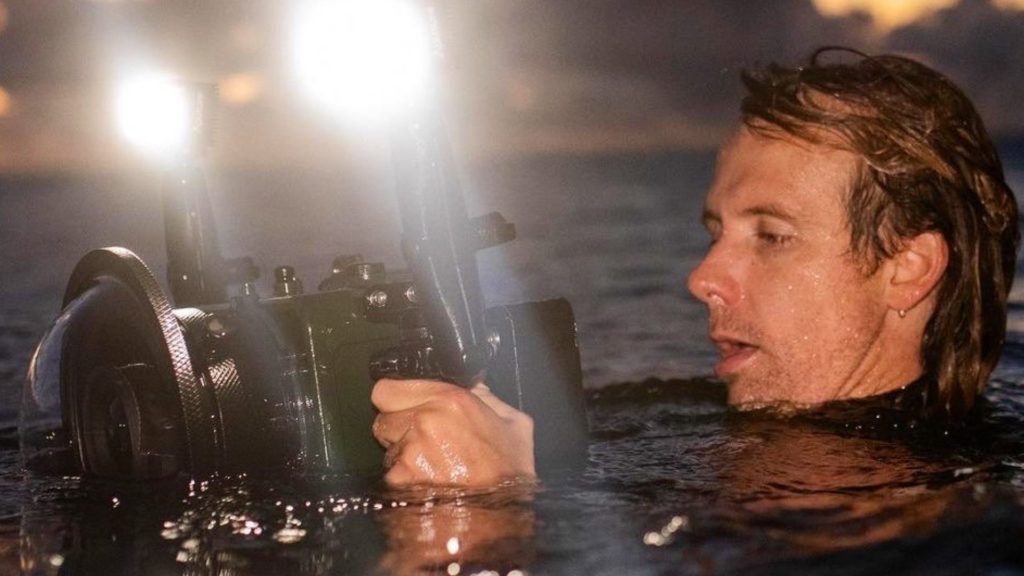 Surf cinematographer Adrian Emerton during his shoot for The Chase. Picture: Adrian Emerton Instagram