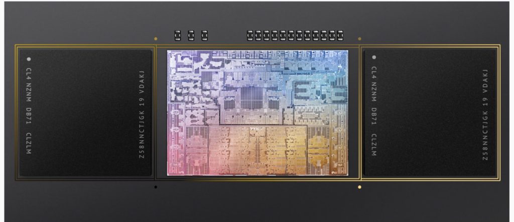 M1 Pro features an up-to-10-core CPU, up-to-16-core GPU, 200GB/s of memory bandwidth, up to 32GB of fast unified memory, and a ProRes accelerator in the media engine.