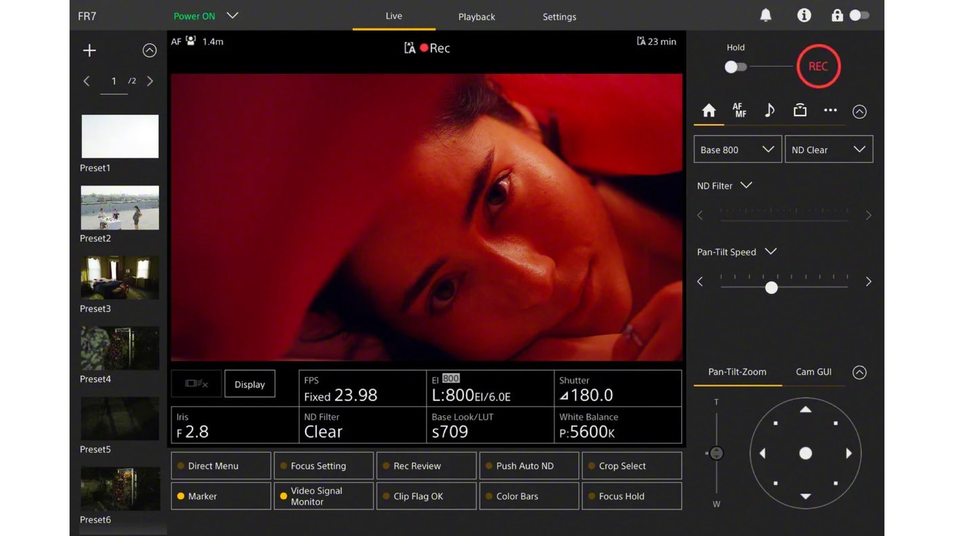 Sony FR7 Cinema Line PTZ Camera: Interface